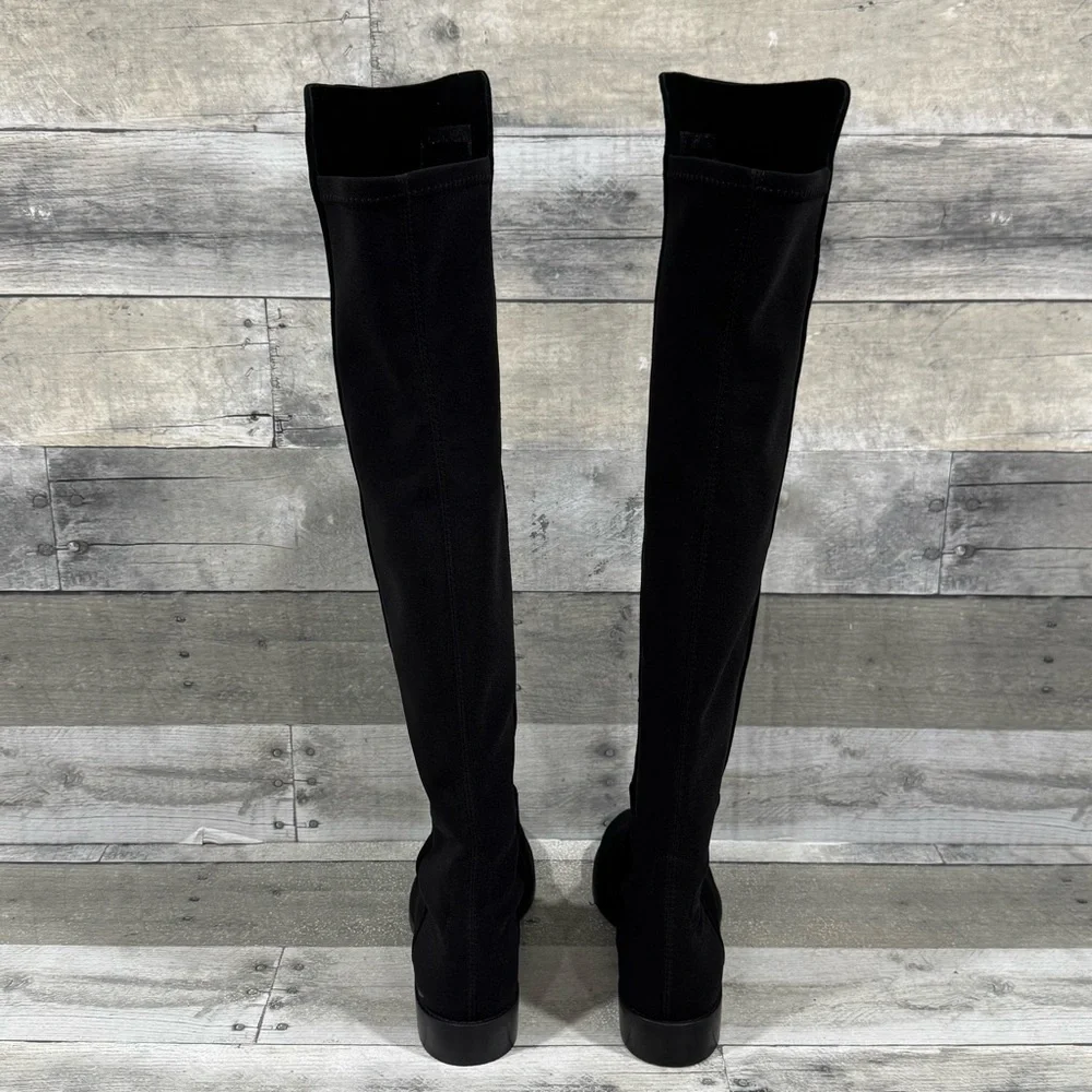 NWOT STUART WEITZMAN 5050 OVER THE KNEE SUEDE BOOTS IN BLACK SIZE - 5B .US